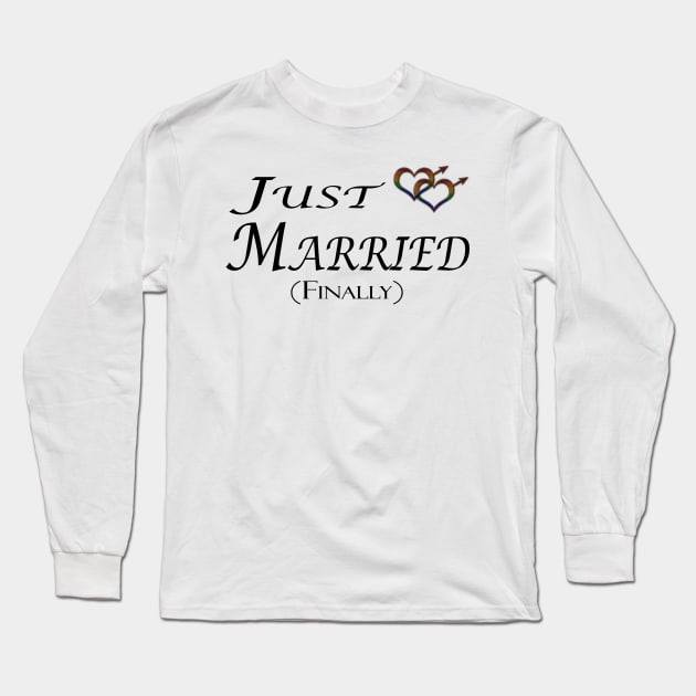 Just Married (Finally) Gay Pride Interlinking Male Gender Symbols Long Sleeve T-Shirt by LiveLoudGraphics